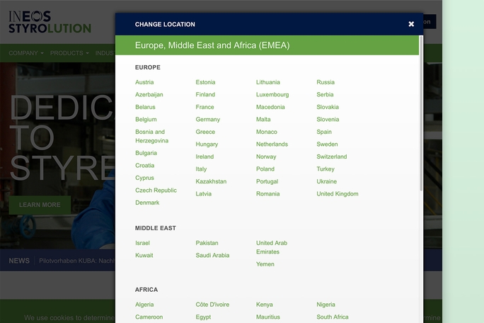 location view based on Intershop's global e-commerce solution